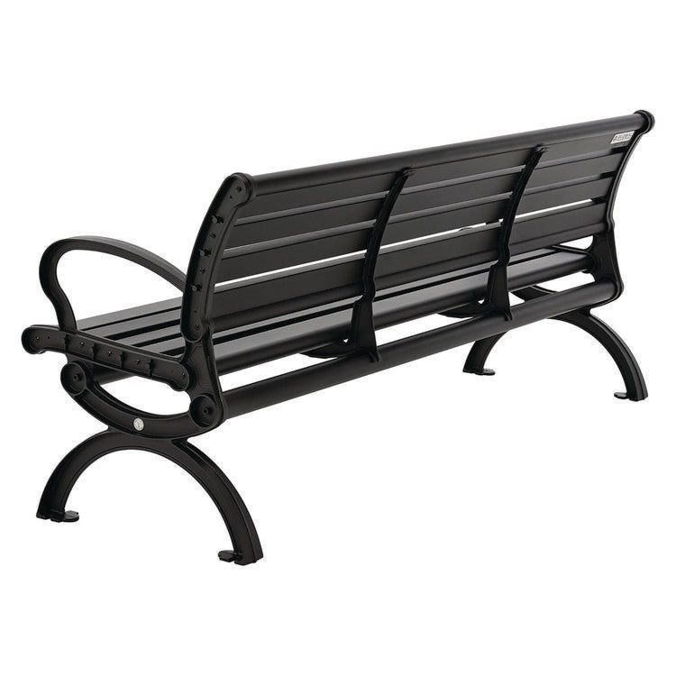 Aluminum Bench with Back, 73" x 22.75" x 30.75", Black Seat/Back, Black Base