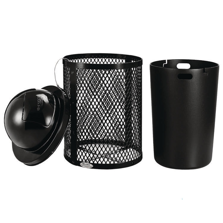 Outdoor Diamond Industrial Steel Trash Can, 36 gal, Black