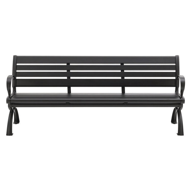Aluminum Bench with Back, 73" x 22.75" x 30.75", Black Seat/Back, Black Base