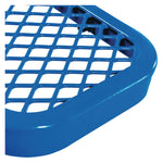 Expanded Steel Bench With Back, 72" x 24" x 33", Blue Seat/Back, Black Base
