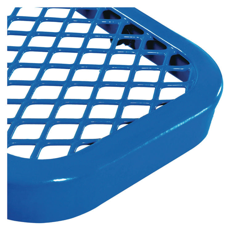 Expanded Steel Bench With Back, 72" x 24" x 33", Blue Seat/Back, Black Base