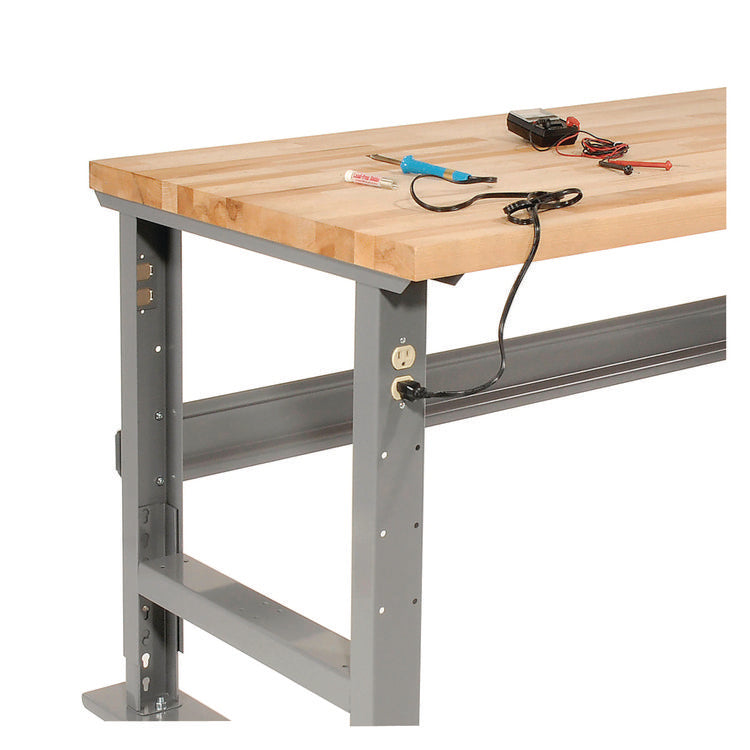 Light Duty Butcher Block Top Adjustable Height Workbench, 800 lbs, 72 x 30 x 36 to 43, Gray