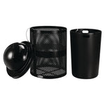Outdoor Perforated Steel Trash Can with Dome Lid, 36 gal, Steel, Black