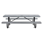 Expanded Steel Picnic Table, Rectangular, 96 x 62 x 29.5, Gray Top, Gray Base/Legs