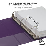Samsill Durable 2" View Binders, D-Ring, Made in USA, Assorted Fashion Colors, 4/Pack (MP46469)