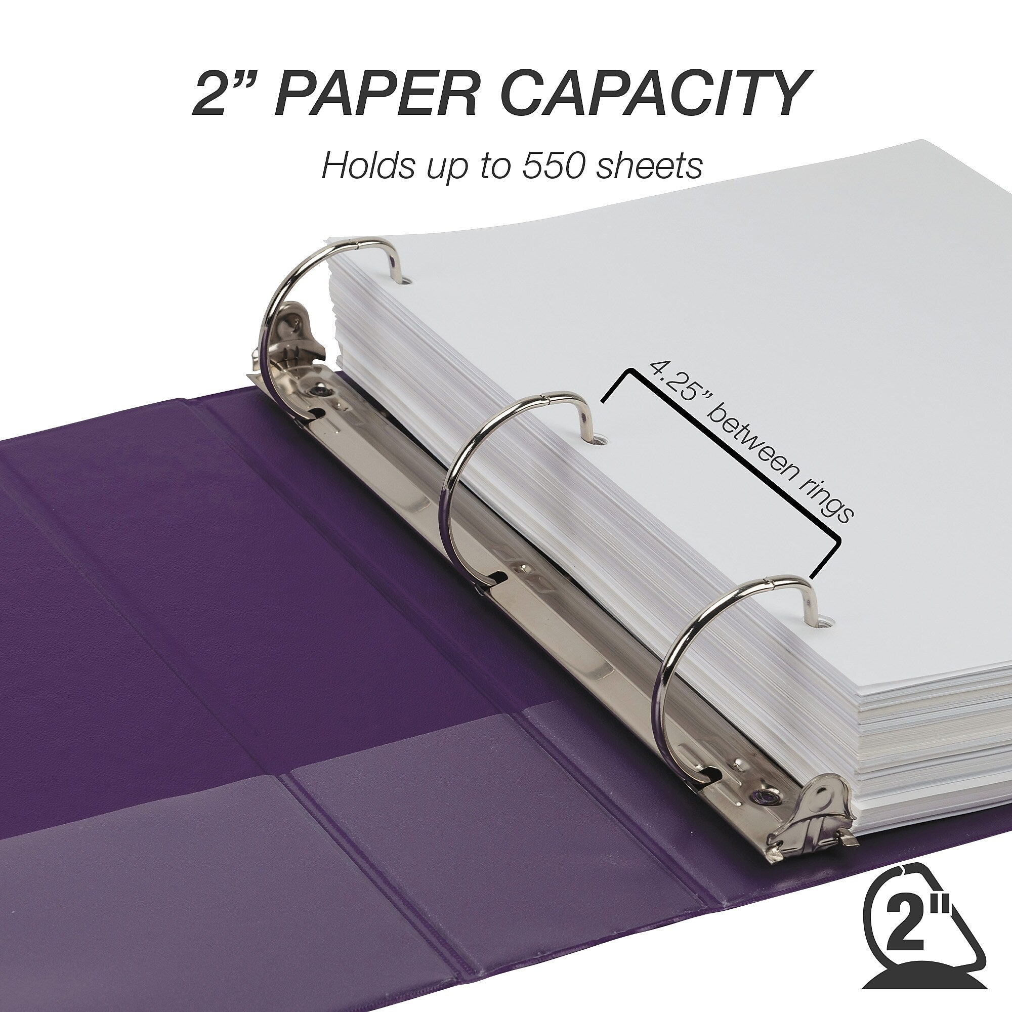 Samsill Durable 2" View Binders, D-Ring, Made in USA, Assorted Fashion Colors, 4/Pack (MP46469)