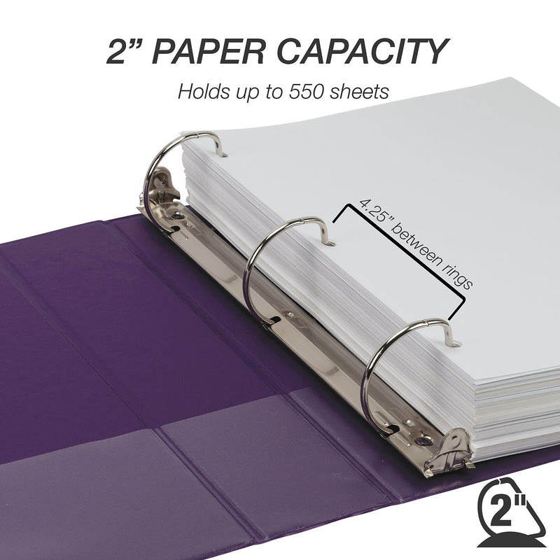 Samsill Durable 2" View Binders, D-Ring, Made in USA, Assorted Fashion Colors, 4/Pack (MP46469)