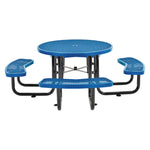 Expanded Steel Picnic Table, Round, 46" Dia x 29.5"h, Blue Top, Blue Base/Legs