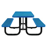 Expanded Steel Picnic Table, Rectangular, 72 x 62 x 29.5, Blue Top, Blue Base/Legs