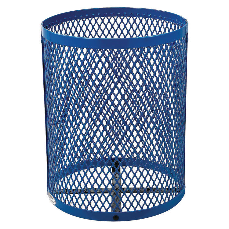 Outdoor Diamond Steel Trash Can, 36 gal, Dome Lid, Blue
