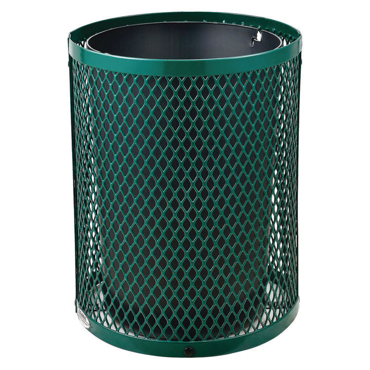 Outdoor Diamond Steel Trash Can, 36 gal, Green
