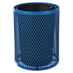 Outdoor Diamond Steel Trash Can, 36 gal, Blue