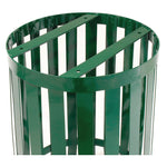 Outdoor Slatted Steel Trash Can, 36 gal, Green