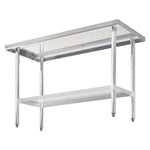 Work Table with Undershelf, Rectangular, 72 x 30 x 35, Silver Top, Silver Base/Legs