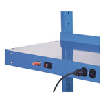 Upper Workbench Shelf, 6 Single Outlets, For Use With 60" Wide Workbenches, 100 lb Weight Capacity