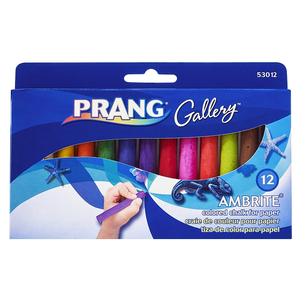 Prang Gallery Ambrite Drawing Chalk, Assorted Colors, 12/Box (53012)