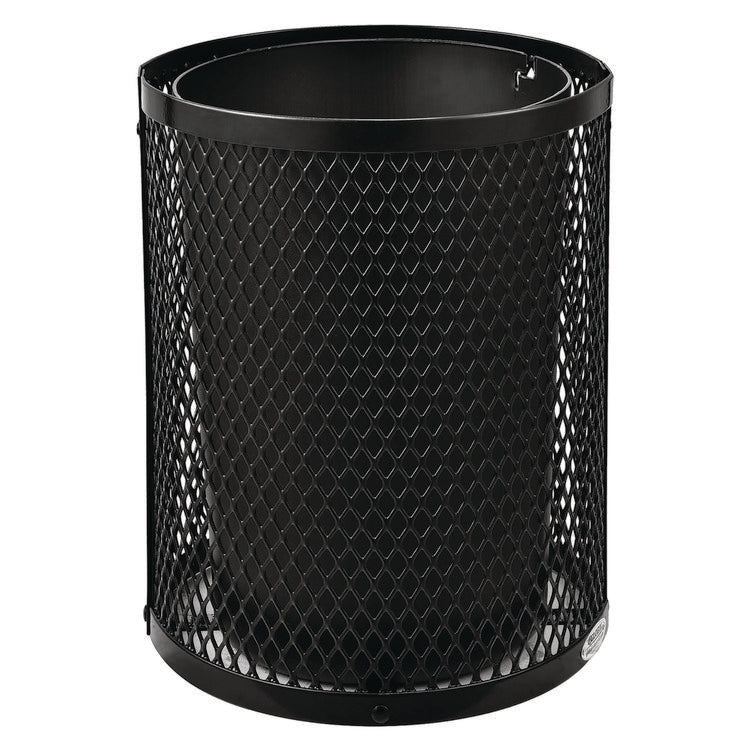 Outdoor Diamond Steel Trash Can, 36 gal, Black