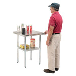Work Table with Undershelf, Square, 30 x 30 x 35, Silver Top, Silver Base/Legs