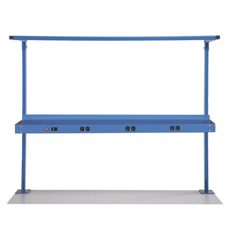 Upper Workbench Shelf, 6 Single Outlets, For Use With 60" Wide Workbenches, 100 lb Weight Capacity
