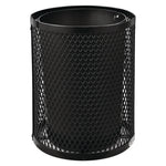 Outdoor Diamond Steel Trash Can, Rain Bonnet Lid, 36 gal, Black