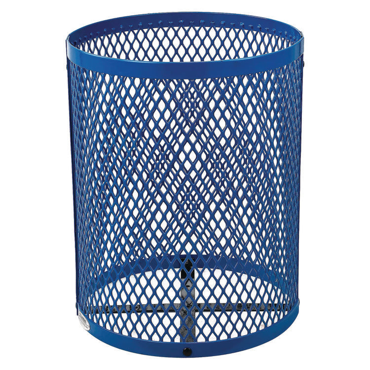 Outdoor Diamond Steel Trash Can, 36 gal, Blue