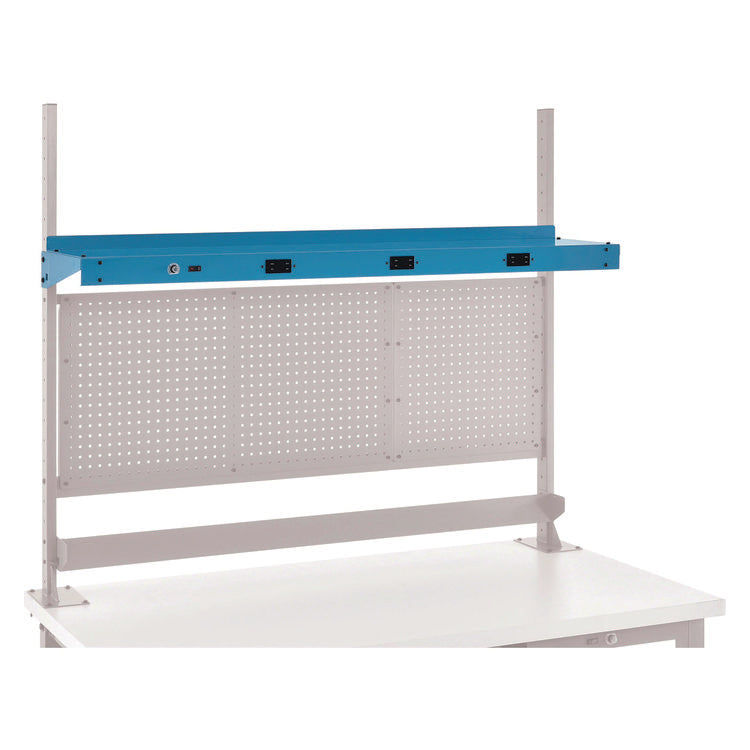 Upper Workbench Shelf, 3 Duplex Outlets, For Use With 72" Wide Workbenches, 100 lb Weight Capacity