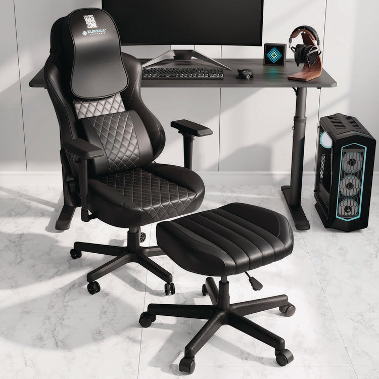 Footstool with Wheels, 19.25 x 17.38 x 14.63 to 17.75, Black