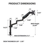 Single Monitor Arm, For 32" Monitors, 90 deg Rotation, 35 deg Tilt, 360 deg Pan, Black, Supports 17.6 lbs