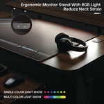 L-Shaped Standing Desk with Keyboard Tray, Left Desk, 61.25" x 43.25" x 34.38" to 52.88", Walnut/Black