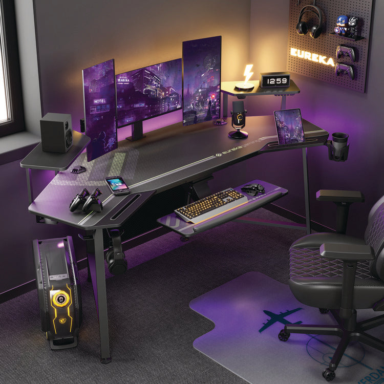 Aero Gaming Desk, 72.06" x 23.63" x 38", Black