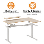 L-Shaped Standing Desk with Keyboard Tray, Right Desk, 61.25" x 43.25" x 34.38" to 52.88", Maple White/White