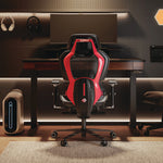 Typhon Hybrid Chair, Supports Up to 220 lb, 18.5" to 22.05" Seat Height, Black Mesh Seat, Black/Red Mesh Back, Black Base