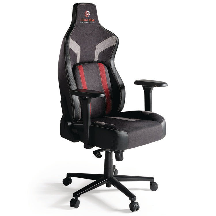 Python II Ergonomic Chair, Supports up to 300 lb, 18.88" to 22.83" Seat Height, Black Fabric Seat, Black/Red Fabric Back