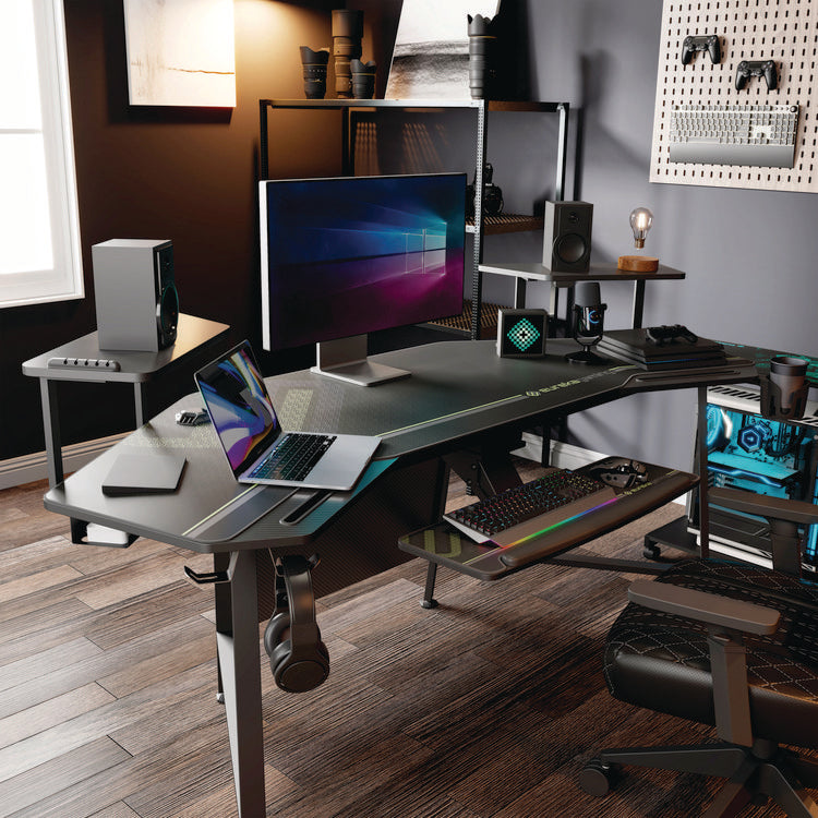 Aero Gaming Desk, 72.06" x 23.63" x 38", Black