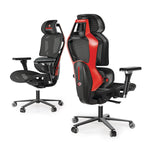 Typhon Hybrid Chair, Supports Up to 220 lb, 18.5" to 22.05" Seat Height, Black Mesh Seat, Black/Red Mesh Back, Black Base