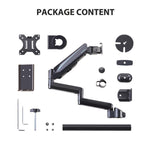 Single Monitor Arm, For 32" Monitors, 90 deg Rotation, 35 deg Tilt, 360 deg Pan, Black, Supports 17.6 lbs