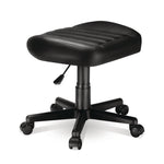 Footstool with Wheels, 19.25 x 17.38 x 14.63 to 17.75, Black