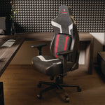 Python II Ergonomic Chair, Supports up to 300 lb, 18.88" to 22.83" Seat Height, Black Fabric Seat, Black/Red Fabric Back