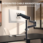 Single Monitor Arm, For 32" Monitors, 90 deg Rotation, 35 deg Tilt, 360 deg Pan, Black, Supports 17.6 lbs