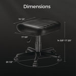 Footstool with Wheels, 19.25 x 17.38 x 14.63 to 17.75, Black