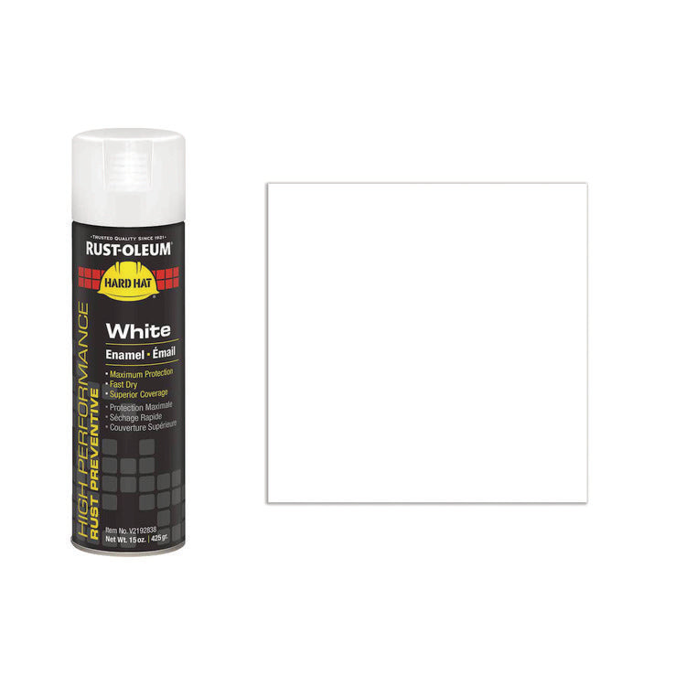 Hard Hat High Performance V2100 System Rust Preventive Enamel Spray Paint, Flat White, 15 oz Aerosol Can, 6/Carton