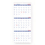 Three-Month Wall Calendar, 12.25" x 27", White/Blue Sheets, 14-Months: Dec 2024 to Jan 2026