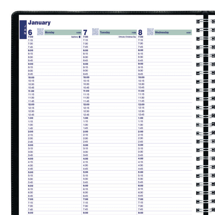 Plan and Link Weekly Appointment Planner, 11" x 9.06", Black Cover, 12-Month (Jan to Dec): 2025