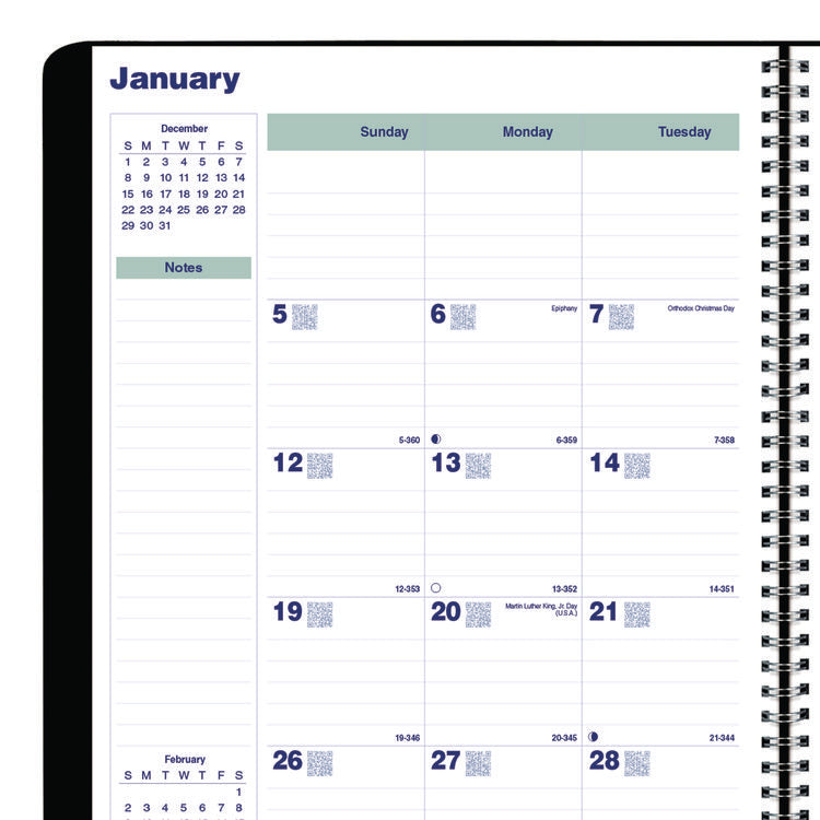 Plan and Link Monthly Planner, 11" x 9.06", Black Cover, 16-Months: Sept 2024 to Dec 2025