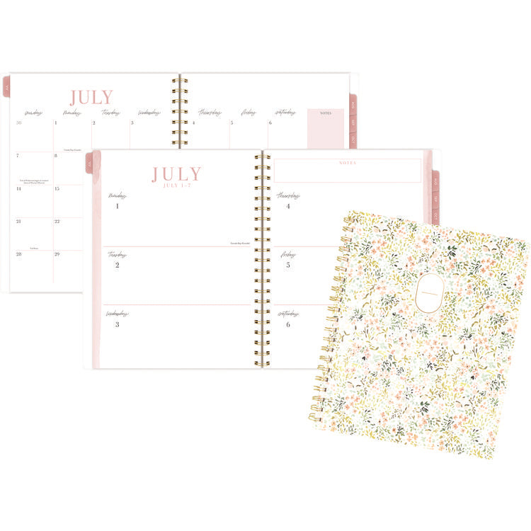 Leah Bisch Academic Year Weekly/Monthly Planner, Floral Artwork, 11" x 9.25", Multicolor Cover, 12-Month: July 2024-June 2025