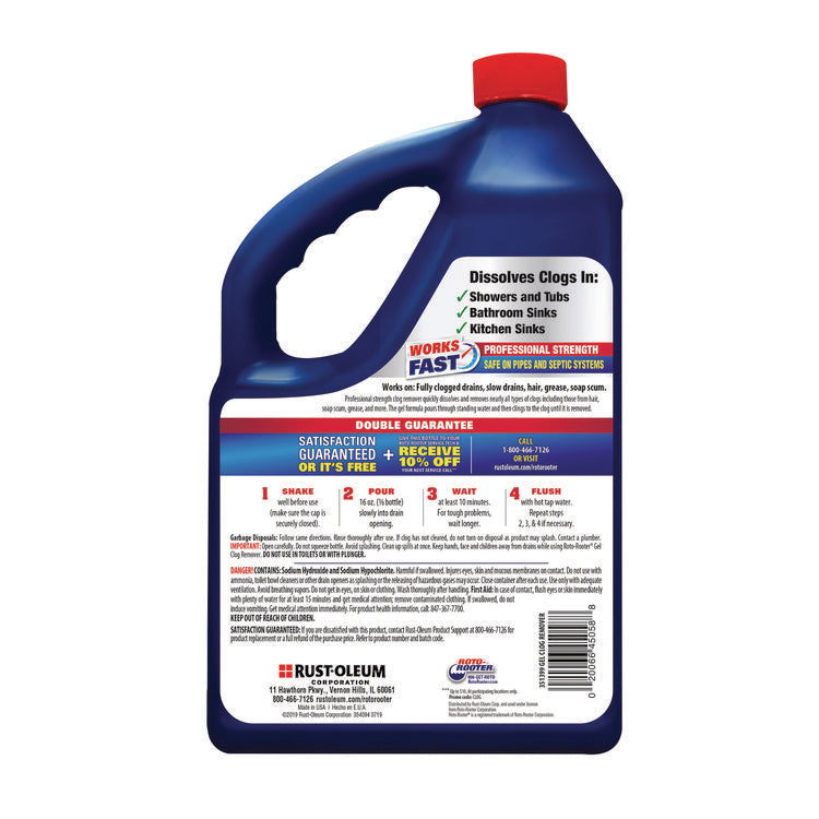 Gel Clog Remover, 1 gal Bottle, 4/Carton