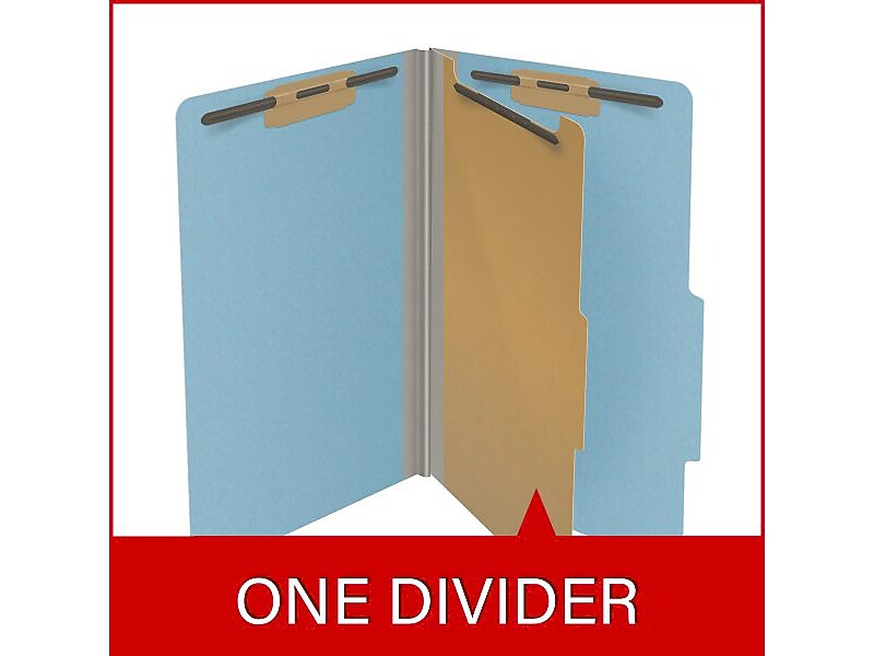 Medical Arts Press Pressboard Classification Folder, 1 Divider, 2" Expansion, Legal Size, Blue, 10/Box (DV-T52-14-3BLU)