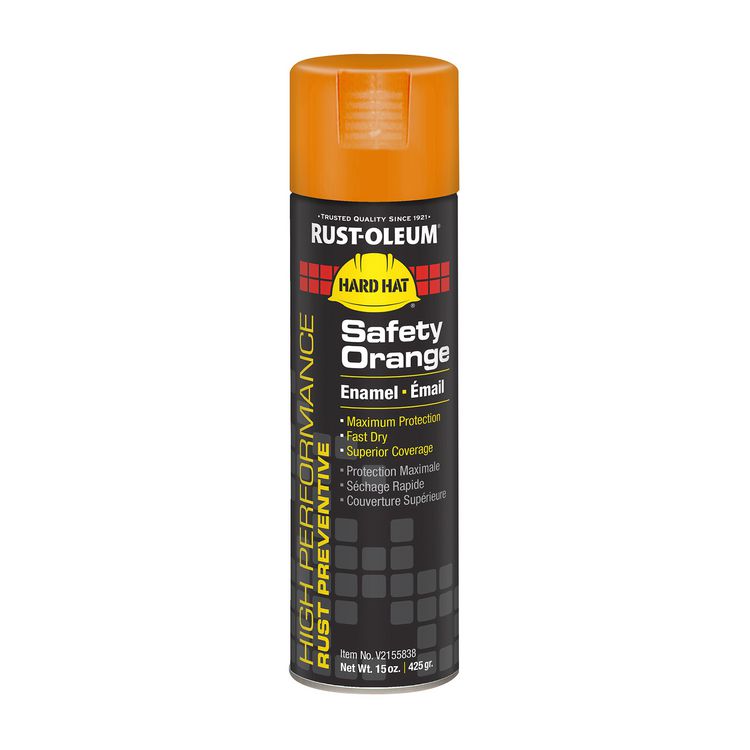 Hard Hat High Performance V2100 System Rust Preventive Enamel Spray Paint, Gloss Safety Orange, 15 oz Aerosol Can, 6/Carton