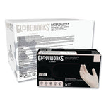 GloveWorks by AMMEX Latex Disposable Gloves, Powder-Free, 4 mil, Medium, Ivory, 100 Gloves/Box, 10 Boxes/Carton