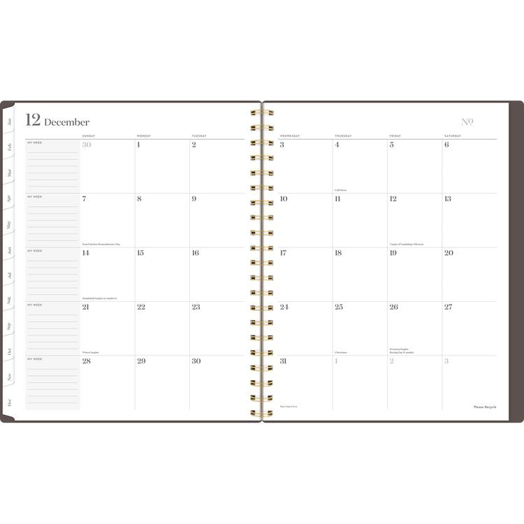 Workstyle Monthly Poly Planner, Geometric Artwork, 11 x 8.5, Java Brown/Gold Cover, 12-Month (Jan to Dec): 2025